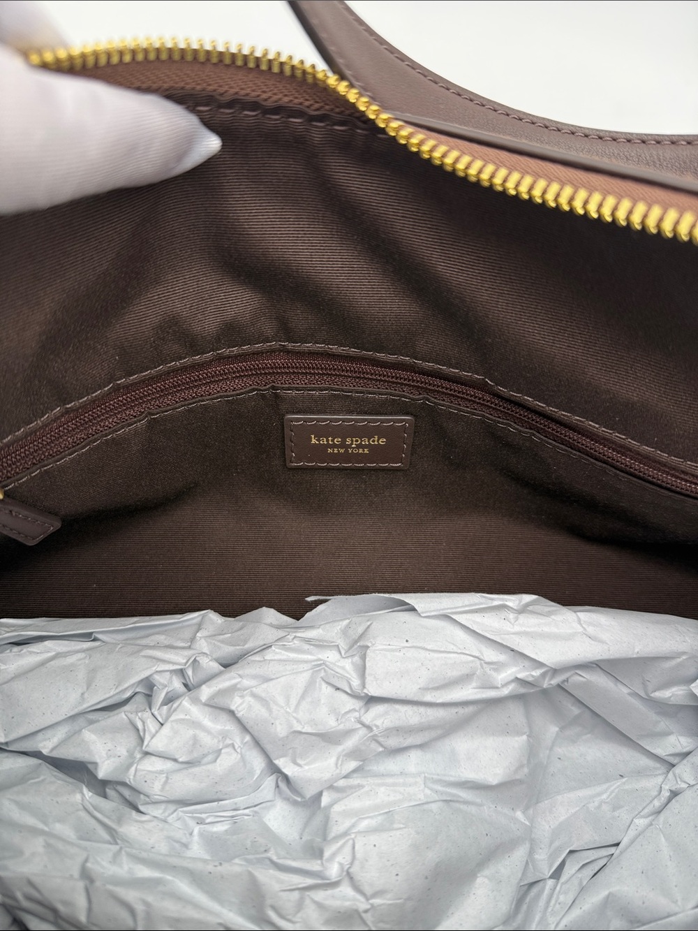 Kate Spade Loop Suede Large Shoulder Bag Hot Fudge Brown - Picture 8 of 16